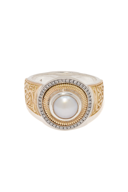 Pearl Signature Calligraphy Ring